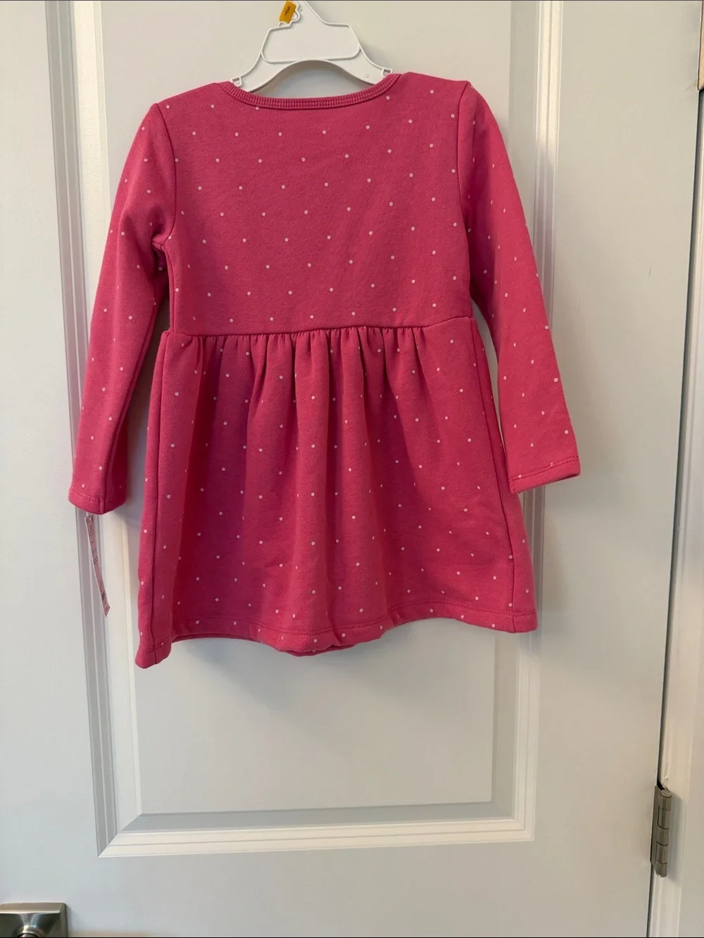 Carter's Pink Long-Sleeve Polka Dot Knit Dress for Toddlers